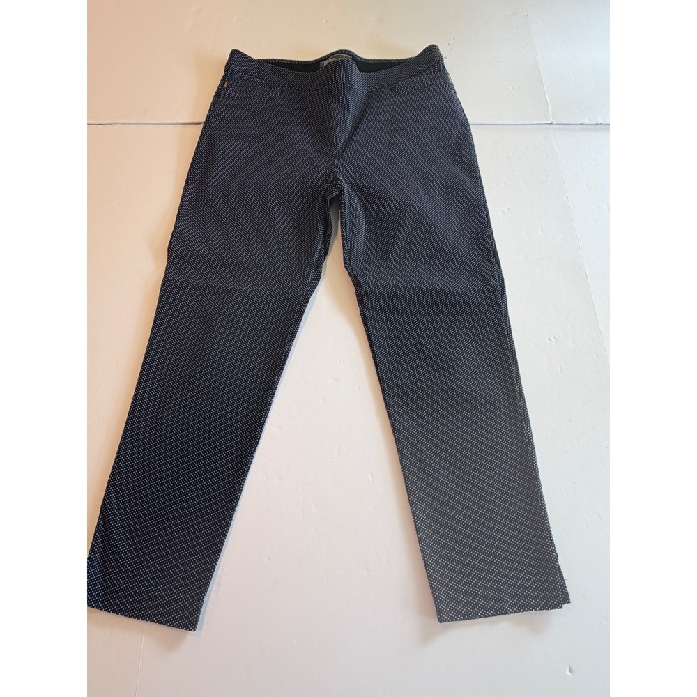 89th & Madison Navy Polka Dot Pull On Pants PM Stretch Straight Leg